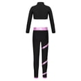 thumbnail image 2 of JanJean Kids Girls Dance Sports Tracksuit Long Sleeve Mock Neck Crop Top with Skating Pants Gymnastic Pink 10, 2 of 5