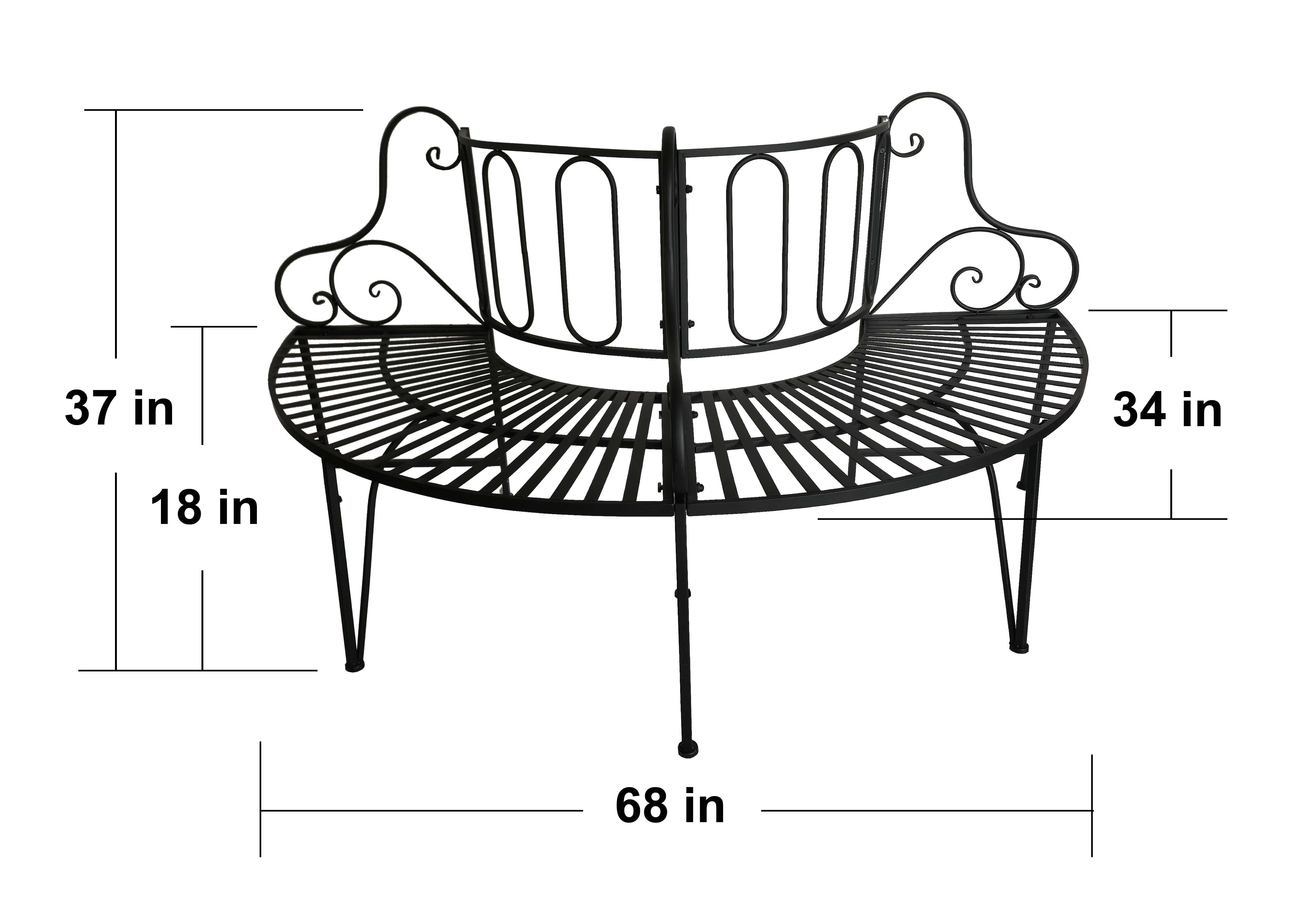 Hi-Line Gift Ltd 78676-BK Black Metal Tree Wrap Garden Bench