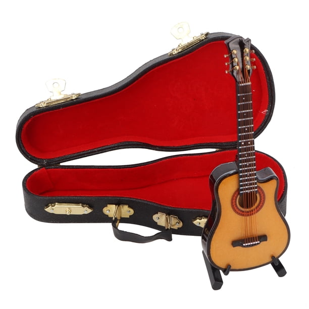 Modelo de guitarra eléctrica en miniatura de madera de tilo y metal, adornos de instrumentos musicales en miniatura, guitarra recortada de 13 cm