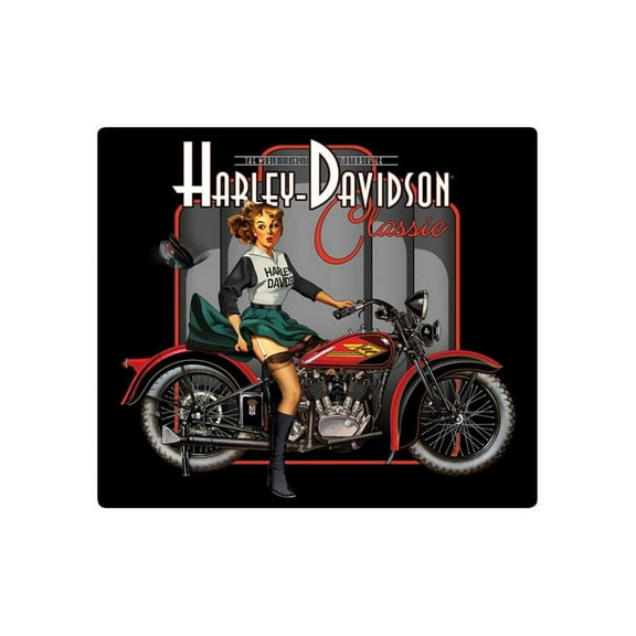 Harley-Davidson Classic Pin Up Babe Embossed Tin Sign, 15 x 13 inches - Black, Harley Davidson