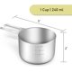 thumbnail image 2 of Taza medidora acero inoxidable 240 ml 8 oz con medidas métricas y estadounidenses para cocina hogar y repostería, 2 of 6