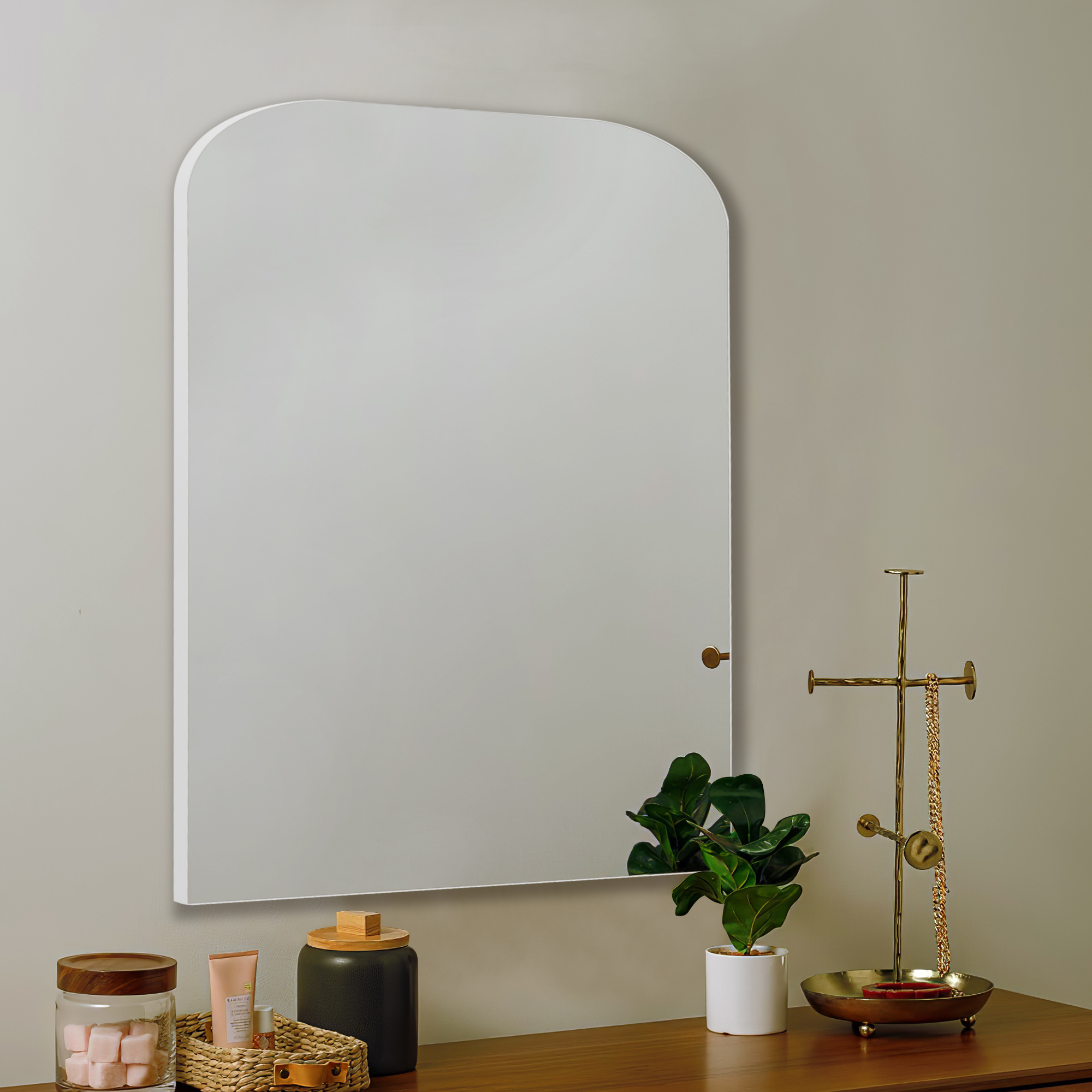 Iron Wall-Mounted Mirror Small Mirror 32"x24",Sliver