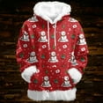 thumbnail image 5 of Women's Christmas Casual Fleece-Lined Hoodie with Long Sleeves and Pockets Sweatshirt Top with Snowflake Print for Winter Season and Holiday Style,Red,XL, 5 of 5