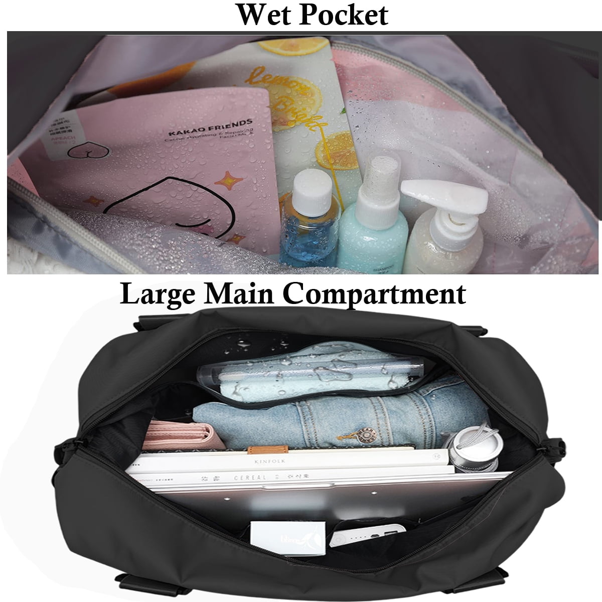 24 inch Weekender Bags for Women,Travel Duffel Bags Carry on Gym Bag, Overnight Bag with Wet Dry Pocket/Front Phone Pocket/Trolley Sleeve Pocket for