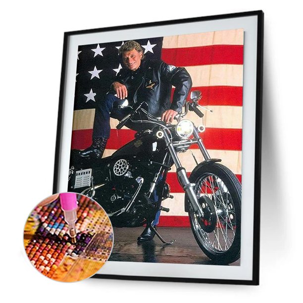 Cuadros Decorativos Johnny Halliday 5D DIY Diamond Painting Kits Full Round Drill Wall Decor (A6012) Tmvgtek embutido en tela