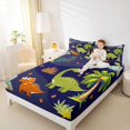 thumbnail image 4 of Homewish Cartoon Dinosaur Child Queen Sheet Sets, Cute Animal Wildlife Flat Sheet, Tree Plant Botanical Queen Fitted Sheet, Super Cozy Room Decor, 4-Piece, 4 of 7