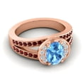 thumbnail image 3 of 2.35 Carat Oval Cut Blue Topaz & Garnet Gemstone Stylish Wedding Ring for Women Solid 14K Rose Gold Size 11.5 by Diamond-Capitals, 3 of 8