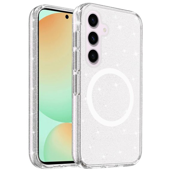 For Samsung Galaxy S24 FE Case Magnetic Ring Glitter Translucent Hybrid Cover
