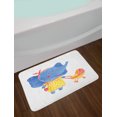 thumbnail image 2 of Watercolor Animal Bath Mat, Mother and Stroller Family Design, Plush Bathroom Decor Mat with Non Slip Backing, 29.5" X 17.5", Azure Blue Yellow Red, by Ambesonne, 2 of 2