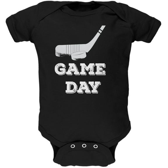 Game Day Hockey Black Soft Baby One Piece - 12-18 months