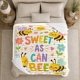 thumbnail image 5 of Sweet As Can Bee Cartoon Garden, Cozy Friendship Quote Scene, Warm Flannel Blanket for Living Room and Reading Nook, Art Lovers Friendship Gift, Playful Home Decor, 5 of 9