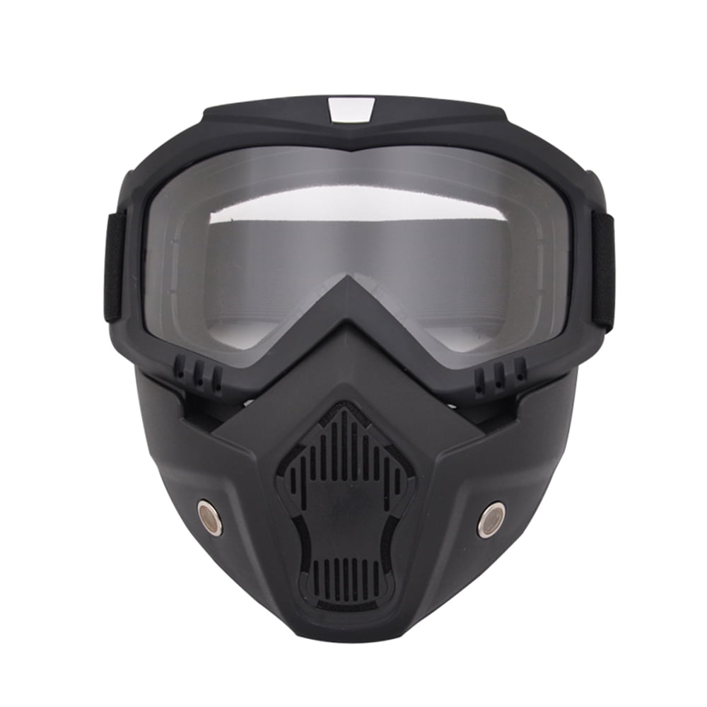 Skull Modular Mask Detachable Goggles for Open Face Motorcycle Half Helmet #8Y 