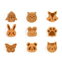 JUMRHFAN 9 Pack Natural Wooden Animal Coat Hooks, Wooden Hooks Wall Mounted for Hanging Hat, Bag