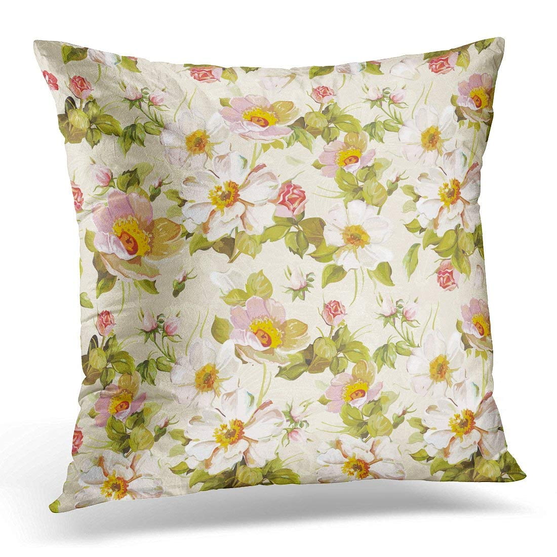 CMFUN Green Vintage Elegance Flowers Pattern on Abstract Floral Spring