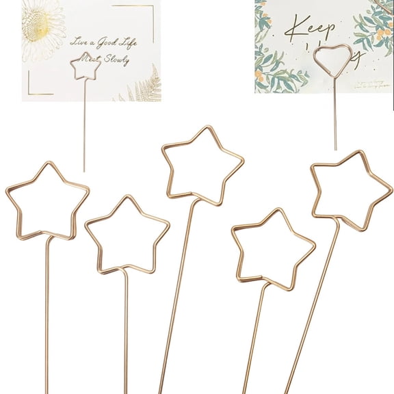 Metal Card Picks for Floral Arrangements, 10-Pack Thickened Metal Card Holder Sticks for Flower Shop Opening Ceremony and Bouquet Decoration Supplies Equipment #364 Gold