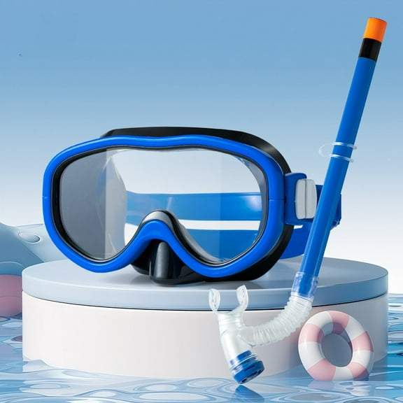 Kids Swim Goggles with Nose Cover, Snorkel Diving Mask Fabric Strap Anti Fog Anti Shattered Lens Goggles for Kids 3-15