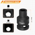 thumbnail image 2 of Uxcell 6 Point Impact Socket 9mm Metric Socket 1/2" Square Drive 1.5" (38mm) Long Phosphated Cr-Mo Steel Spindle Axle Hex Nut Sockets, Black, 2 of 7