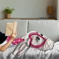 thumbnail image 3 of Kitty Soft Flannel Fleece Throw Blanket, Hipster Cat Wearing Heart Shaped Pink Glasses and Dotted Hair Bow, Cozy Plush for Indoor and Outdoor Use, 50" x 70", Magenta Beige Black, by Ambesonne, 3 of 5