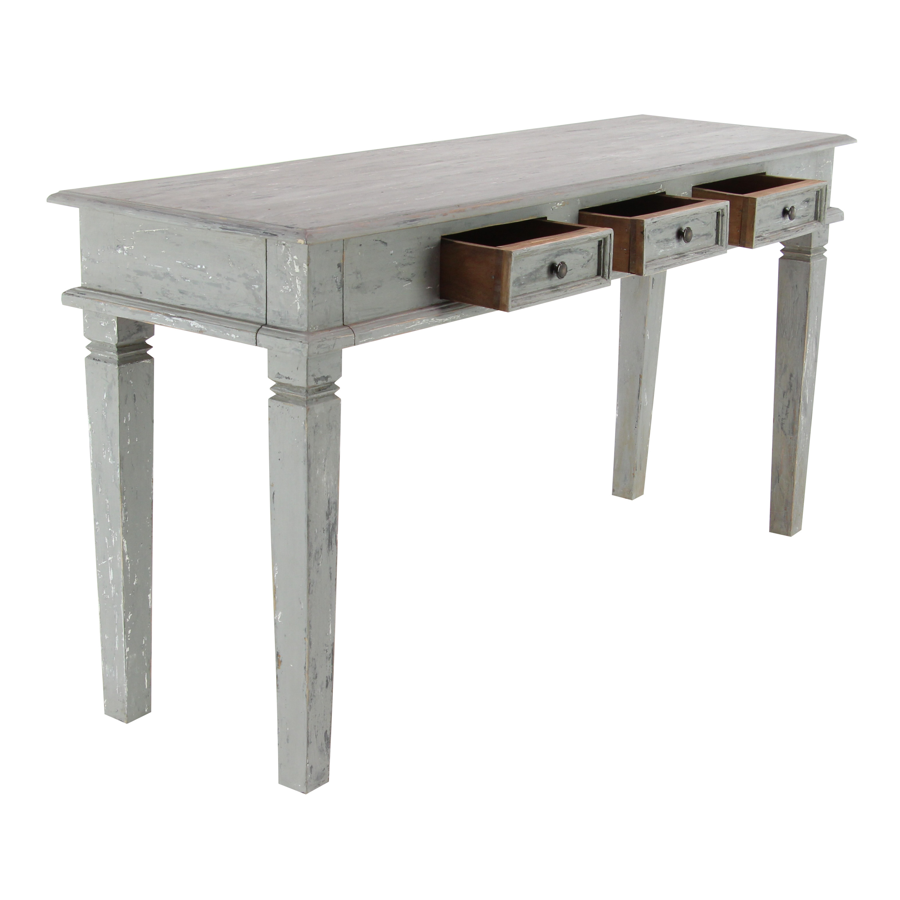 DecMode 30" x 59" Grey Mahogany Rustic Console Table