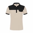 thumbnail image 4 of Summer Fashion Oversize Shirts for Mens 2025 Leisure Button Mock Pocket Color Blocking Flip Collar Short Sleeve, 4 of 7