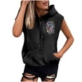 thumbnail image 1 of Sombrero Superior para las Mujeres Manga Corta Delantera Y Trasera Impresa Cuerda de Bolsillo con Capucha Sudadera Superior, Desgaste Casual Toda la Temporada, 1 of 8