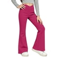 thumbnail image 2 of High Waisted Flare Leggings for Girls Soft Stretch Bell Bottoms V‑crossover Streamlined Fit Side Pockets Dance Uniform Pants, 2 of 7