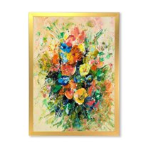 Designart 'Ancient Fresh Flowers Bouquet Of Wildflowers' Traditional Framed Art Print