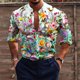 thumbnail image 1 of Nueva camisa de manga larga con botones y estampado 3D de rosas y cuello alto para hombre, moda de verano vaion, ropa de ocio para hombre de alta calidad, 1 of 6