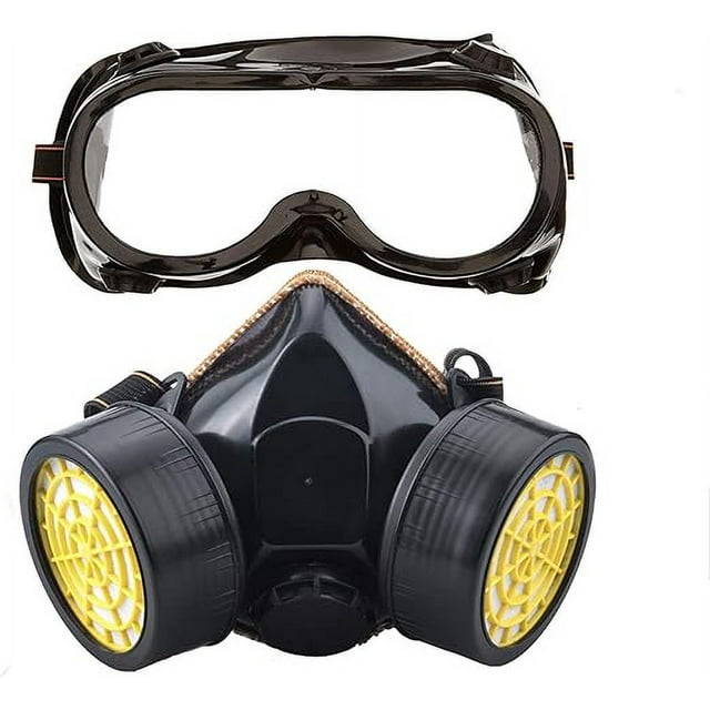 Mascarilla Respiratoria, Kit de Mascarilla de Protección Respiratoria Reutilizable, Anti Polvo, Mascarilla Química Anti Gas con Gafas Protectoras para Trabajos de Pintura, Lijado de Bricolaje