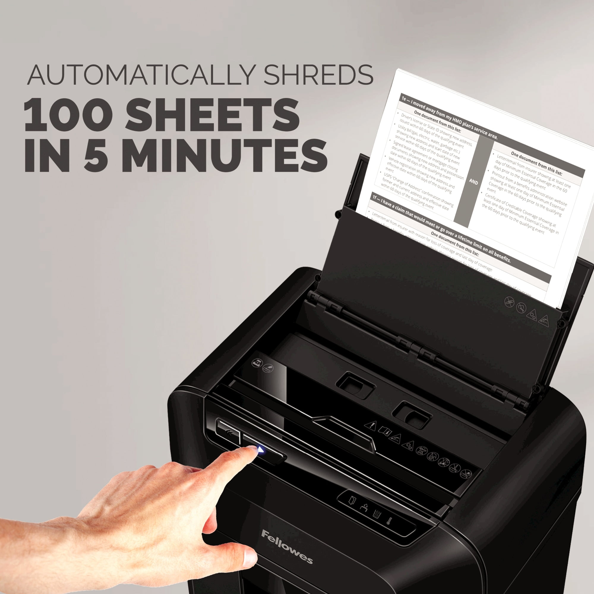 Fellowes® AutoMax 100MA 100-Sheet Auto Feed Micro-Cut Shredder, Black, 4704001