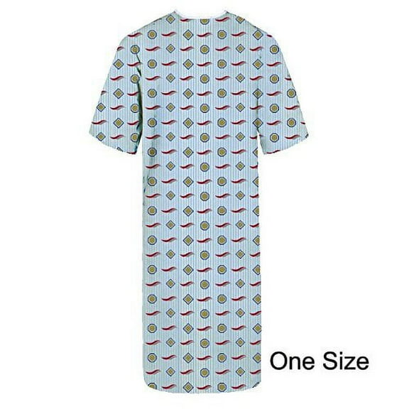Personal Touch Full Size Twill Unisex Blue Geometric Premium Patient Gown (Pack of 1)