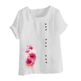 thumbnail image 3 of Camisetas de Manga Corta para las Mujeres Impreso Botón de Manga Corta Camiseta Blusa Poliéster, Ropa Casual Mirar Superior para las Mujeres, 3 of 4