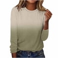 thumbnail image 4 of Staron Women Vintage Printed Sweaters Round Neck Long Sleeve Casual Soft Lightweight Fall Pullover Tops Army Green L, 4 of 7