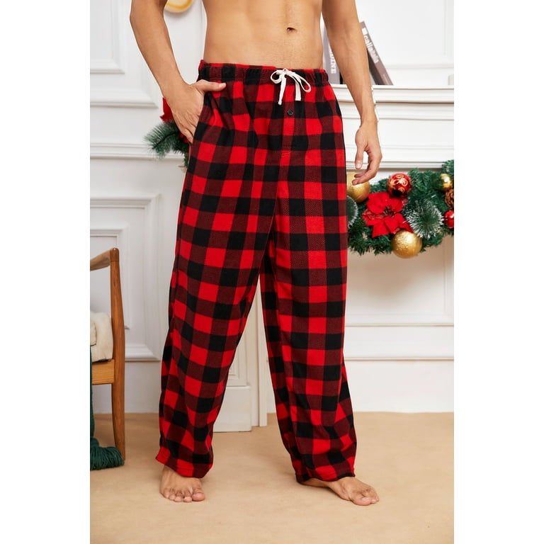 Fleece Pajama Red And Black Buffalo Plaid Pajama Bottoms U2SKIIN