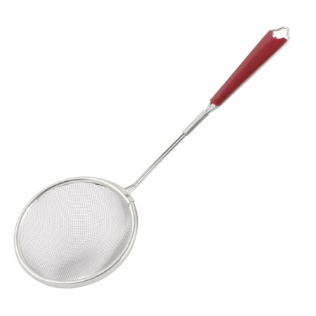 Perforated Metal Surface Mount - Home Kitchenware Metal Round Dumpling Potato Chips Perforated Ladle Silver Tone
