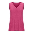 thumbnail image 4 of Wyobmus Tank Tops for Women 2025 Sleeveless V Neck Side Slit Summer Causal Tops Loose Fit Basic Flowy Cute Long Shirts S-2X Hot Pink, 4 of 4
