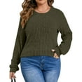 thumbnail image 6 of SEAOPEN Plus Size Tops for Women Tunic Shirts Long Sleeve Crewneck Casual Sweaters Pullover Loose Fit Army Green,2XL, 6 of 6