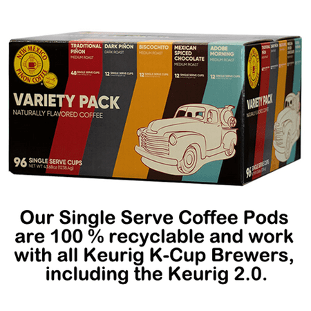 New Mexico Pinon Coffee Single Serve Coffee Pods, Compatible with Keurig 2.0 K-Cup Brewers- 96 count Variety Pack