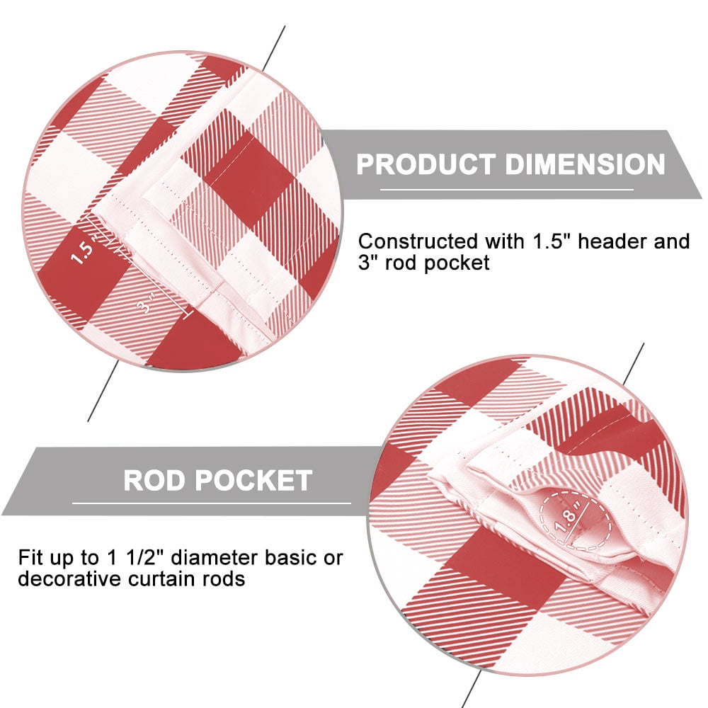 Woven Trends Farmhouse Curtains Kitchen Décor, Buffalo Plaid Shades, Classic Country Plaid Gingham Checkered Design, Farmhouse Décor, Window Curtain Treatments (Burgundy, Tie-Up Shade)