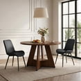thumbnail image 3 of Hawsaiy 5 Piece Round Dining Table Set for 4, 47.3" Kitchen Dining Table with Storage Shelf & 4 PU Leather Dining Chairs, Modern Kitchen Table Set with Crossed Metal Legs, 3 of 11