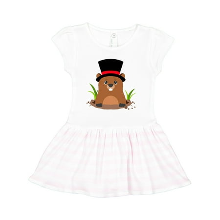 

Inktastic Groundhog Day with Groundhog in Top Hat Gift Toddler Girl Dress