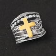 thumbnail image 5 of Ross-Simons Sterling Silver and 14kt Yellow Gold Multi-Row Cross Ring, Women's, Adult, 5 of 8