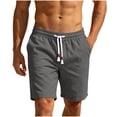 thumbnail image 5 of cllios Mens Shorts Elastic Waist Drawstring Side Pockets Lightweight Loose Fit Solid Color Shorts Summer Casual Beach Vacation Daily Wear, 5 of 7