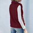 thumbnail image 4 of Gilet Sans Manches à Col Roulé pour Femmes, Chaud, en Peluche, avec Fermeture Éclair, Automne Hiver, avec Poches, Rouge 4TG, 4 of 7