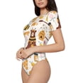 thumbnail image 2 of Fotbe Women Short Sleeve Bodysuit Round Neck Cute Bee Honey Jar Hive Bear Bodysuit For Women Round Neck Scoop Neck Long Sleeve Stretch Tops Jumpsuit-Xx-Large, 2 of 9