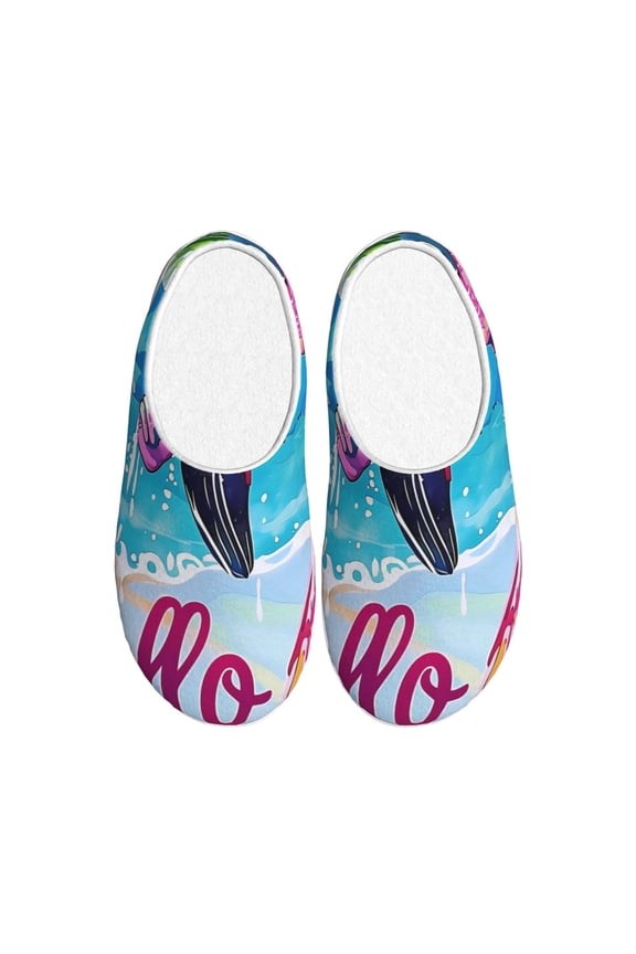 Tropical Flamingo Summer Print Women's Men's Cotton Knit Slippers Lightweight Memory Foam Indoor House Shoes with Anti-Skid Sole-35/36