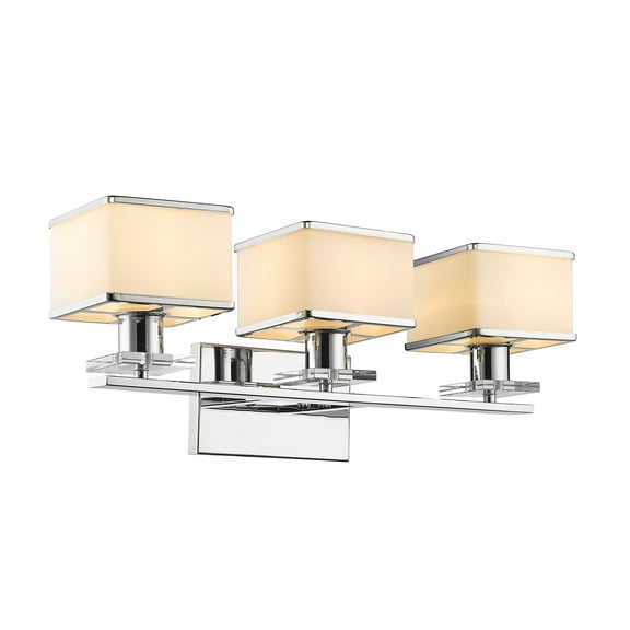 RADIANCE Goods Contemporary 3 Light Chrome Finish White Opal Glass Bath Vanity Wall Fixture 24" Wide