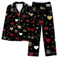 thumbnail image 4 of Moxiu Womens Satin Valentine's Day Pajama Set Long Sleeve Love Heart Print Satin PJ Sets Button-Down Pajama Sleepwear Loungewear 2025 Multicolor,S, 4 of 7