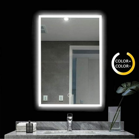 Led Bathroom Mirror Wall Mounted Light 28 X 20 Lighted Edge Backlit Vanity With 3 Colour Dimmable Touch Switch Horizontal Rectangle 18w 28x20 Inch Canada Led Bathroom Mirror Wall Mounted Light, Led Vanity Mirror Wall Mounted