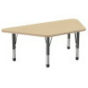 ECR4Kids 30in x 60in Trapezoid Everyday T-Mold Adjustable Activity Table Maple/Maple/Black - Chunky Leg
